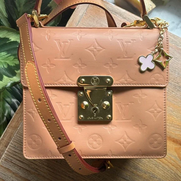 Louis Vuitton Spring Street Bag Peach Painted Vernis Vachetta Crossbody Bag Gold - Picture 4 of 16